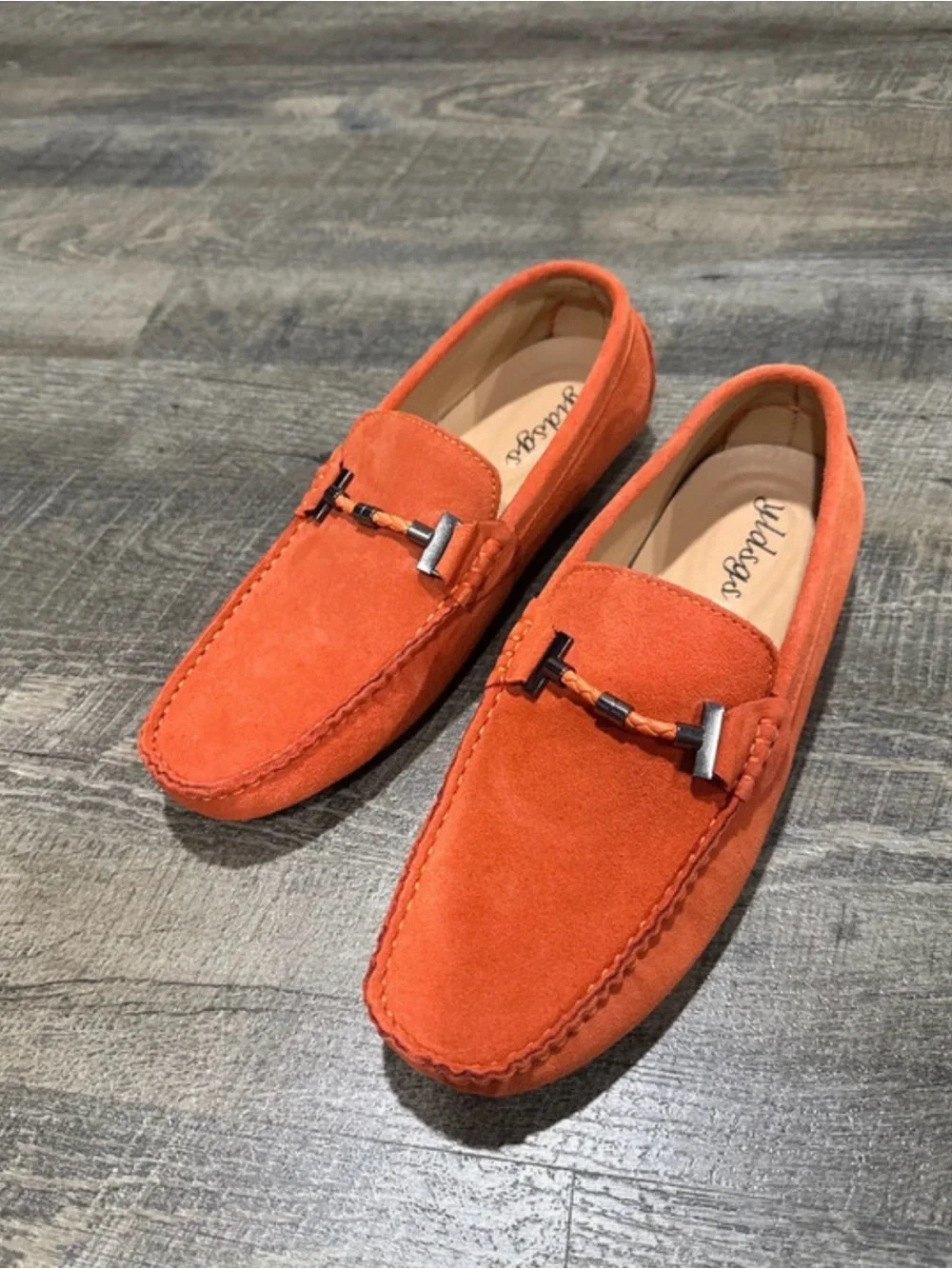 Men’s Orange Suede Bit Loafers